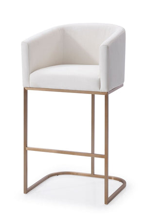 VIG Furniture Modrest Yukon - Modern White Fabric & Brushed Bronze Bar Chair VGVCB8362-WHT-BS