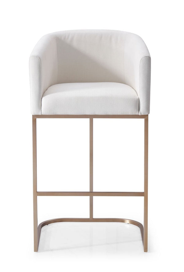 VIG Furniture Modrest Yukon - Modern White Fabric & Brushed Bronze Bar Chair VGVCB8362-WHT-BS