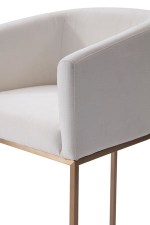 VIG Furniture Modrest Yukon - Modern White Fabric & Brushed Bronze Bar Chair VGVCB8362-WHT-BS