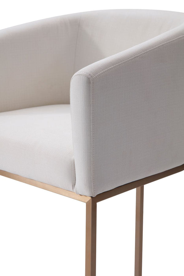 VIG Furniture Modrest Yukon - Modern White Fabric & Brushed Bronze Bar Chair VGVCB8362-WHT-BS