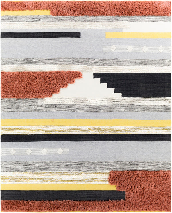 Yuva YUV-2300 Global Recycled PET Yarn Rug YUV2300-810 Rust, Bright Yellow, Black, Medium Gray, Cream 100% Recycled PET Yarn 8' x 10'