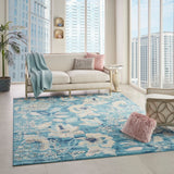 Nourison Tranquil TRA02 Vintage Machine Made Power-loomed Indoor Area Rug Turquoise 8'10" x 11'10" 99446483942