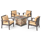 Kanihan Outdoor 4 Club Chair Chat Set with Fire Pit