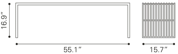 Zuo Modern Tania Steel Modern Commercial Grade Bench Silver Steel