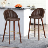 Cullimore Contemporary Channel Stitch Barstools, Midnight Black and Espresso Noble House