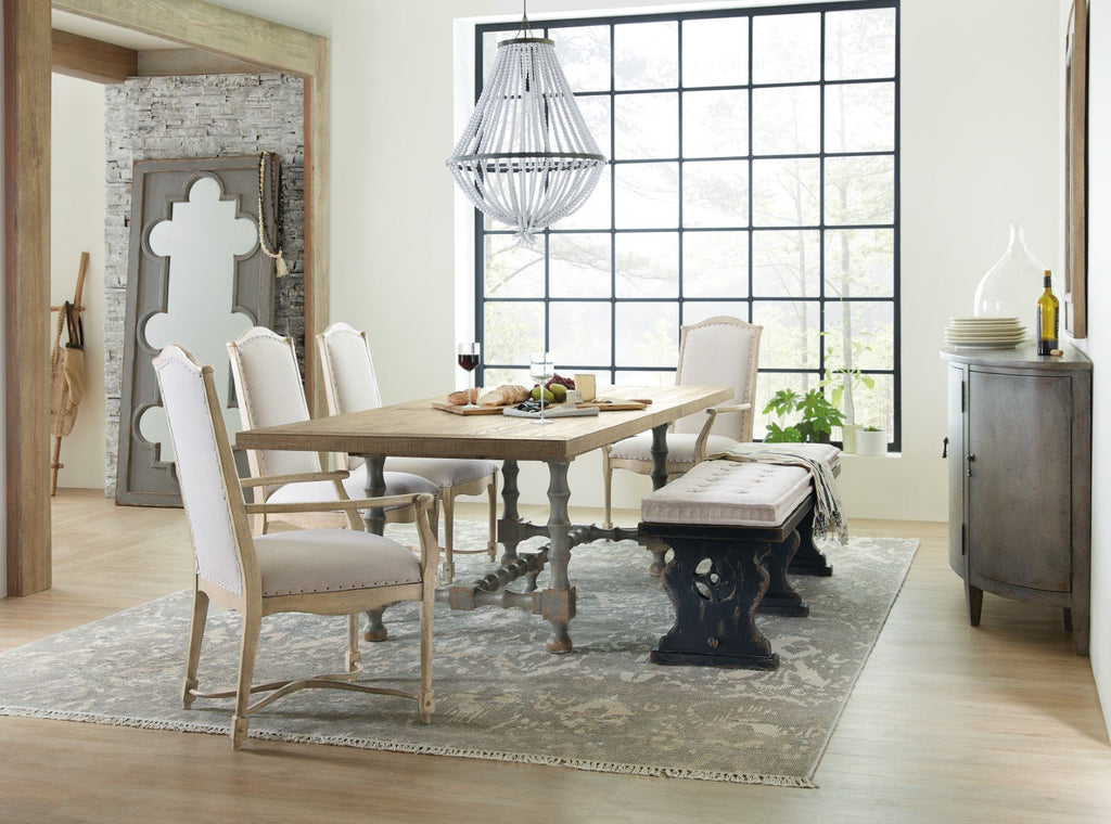 Hooker Furniture CiaoBella Casual Ciao Bella 84in Trestle Table w/ 2-18in Leaves-Natural/Gray in Poplar and Hardwood Solids with Pine Veneers 5805-75200-85