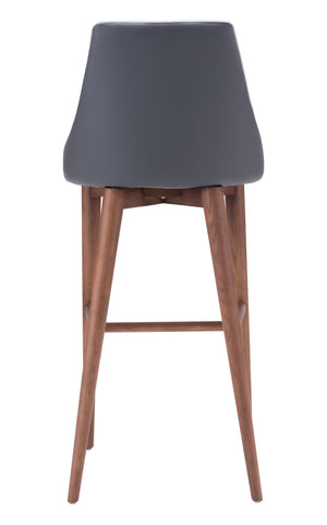 Zuo Modern Moor 100% Polyurethane, Plywood, Birch Wood Mid Century Commercial Grade Barstool Dark Gray, Brown 100% Polyurethane, Plywood, Birch Wood