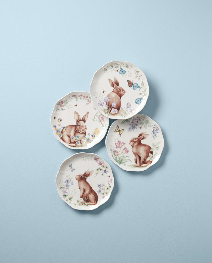 Butterfly Meadow Bunny 4-Piece Accent Plate Set