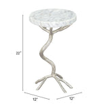 Zuo Modern Joel Marble, MDF, Aluminum Modern Commercial Grade Side Table White, Silver Marble, MDF, Aluminum