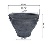 Largo Outdoor Traditional Garden Urn Planter Pot with Floral Design, Black Noble House
