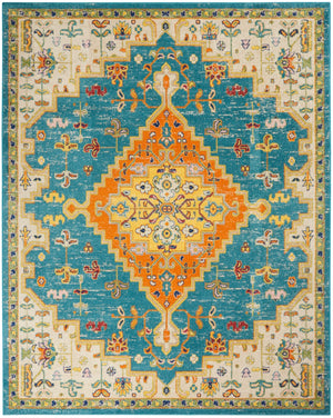 Nourison Allur ALR01 Bohemian Machine Made Power-loomed Indoor only Area Rug Turquoise Ivory 9' x 12' 99446837301