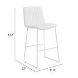 Zuo Modern Mode 100% Polyurethane, Plywood, Steel Modern Commercial Grade Barstool Set - Set of 2 White 100% Polyurethane, Plywood, Steel