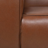 Goyette Contemporary Faux Leather 3 Piece Club Chair and Sofa Set, Cognac Brown and Dark Walnut Noble House