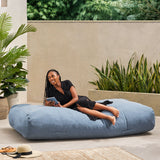 Curaçao Outdoor Water Resistant 6'x3' Lounger Bean Bag, Blue Noble House