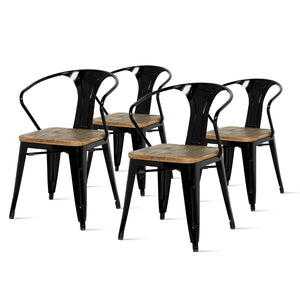 Metropolis Metal Arm Chair - Set of 4 Black