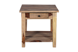 Porter Designs Taos Solid Sheesham Wood Natural End Table Natural 05-196-24-9010N