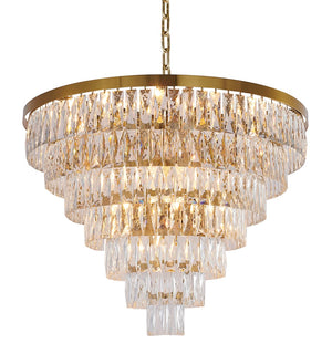 Bethel Gold Chandelier in Metal & Crystal