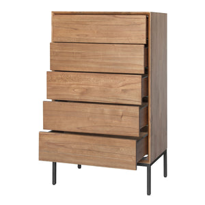 Hathaway 5-Drawer Chest - Rustic Modern Design in Solid Mindy Wood with Steel Legs, Fully Assembled!