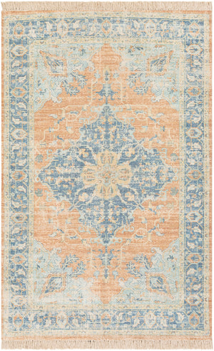 Zainab ZAI-2301 Traditional Cotton, Polyester Rug ZAI2301-81012 Sky Blue, Burnt Orange, Lime, Navy, White 70% Cotton, 30% Polyester 8'10" x 12'