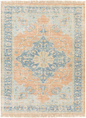 Zainab ZAI-2301 Traditional Cotton, Polyester Rug ZAI2301-810 Sky Blue, Burnt Orange, Lime, Navy, White 70% Cotton, 30% Polyester 8' x 10'