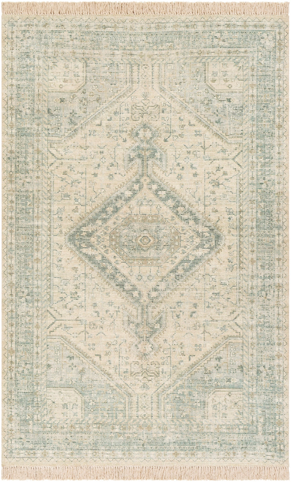 Zainab ZAI-2303 Traditional Cotton, Polyester Rug ZAI2303-81012 Sage, Dark Green, Lime, White 70% Cotton, 30% Polyester 8'10" x 12'