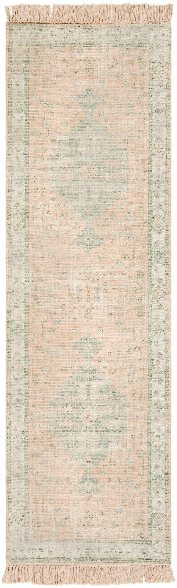 Zainab ZAI-2305 Traditional Cotton, Polyester Rug ZAI2305-81012 Camel, Cream, Sage, Dark Green, Lime, White 70% Cotton, 30% Polyester 8'10" x 12'