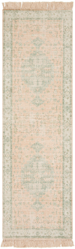 Zainab ZAI-2305 Traditional Cotton, Polyester Rug ZAI2305-268 Camel, Cream, Sage, Dark Green, Lime, White 70% Cotton, 30% Polyester 2'6" x 8'