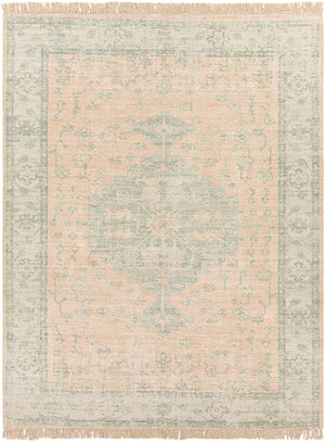 Zainab ZAI-2305 Traditional Cotton, Polyester Rug ZAI2305-810 Camel, Cream, Sage, Dark Green, Lime, White 70% Cotton, 30% Polyester 8' x 10'