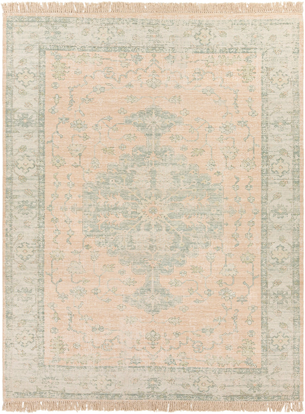 Zainab ZAI-2305 Traditional Cotton, Polyester Rug ZAI2305-810 Camel, Cream, Sage, Dark Green, Lime, White 70% Cotton, 30% Polyester 8' x 10'