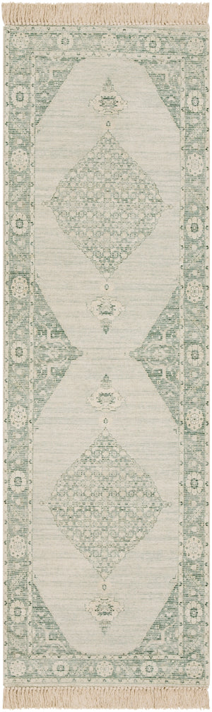 Zainab ZAI-2306 Traditional Cotton, Polyester Rug ZAI2306-268 Sage, Dark Green, Lime, White 70% Cotton, 30% Polyester 2'6" x 8'