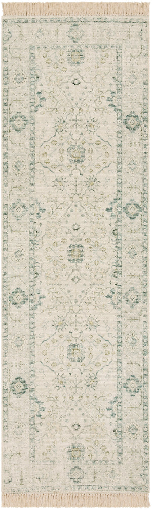 Zainab ZAI-2308 Traditional Cotton, Polyester Rug ZAI2308-268 Sage, Dark Green, Lime, White 70% Cotton, 30% Polyester 2'6" x 8'