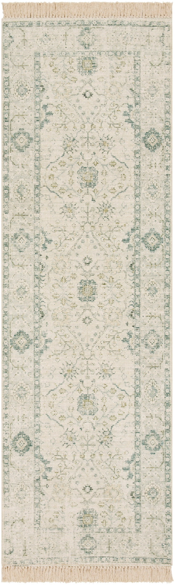 Zainab ZAI-2308 Traditional Cotton, Polyester Rug ZAI2308-268 Sage, Dark Green, Lime, White 70% Cotton, 30% Polyester 2'6" x 8'