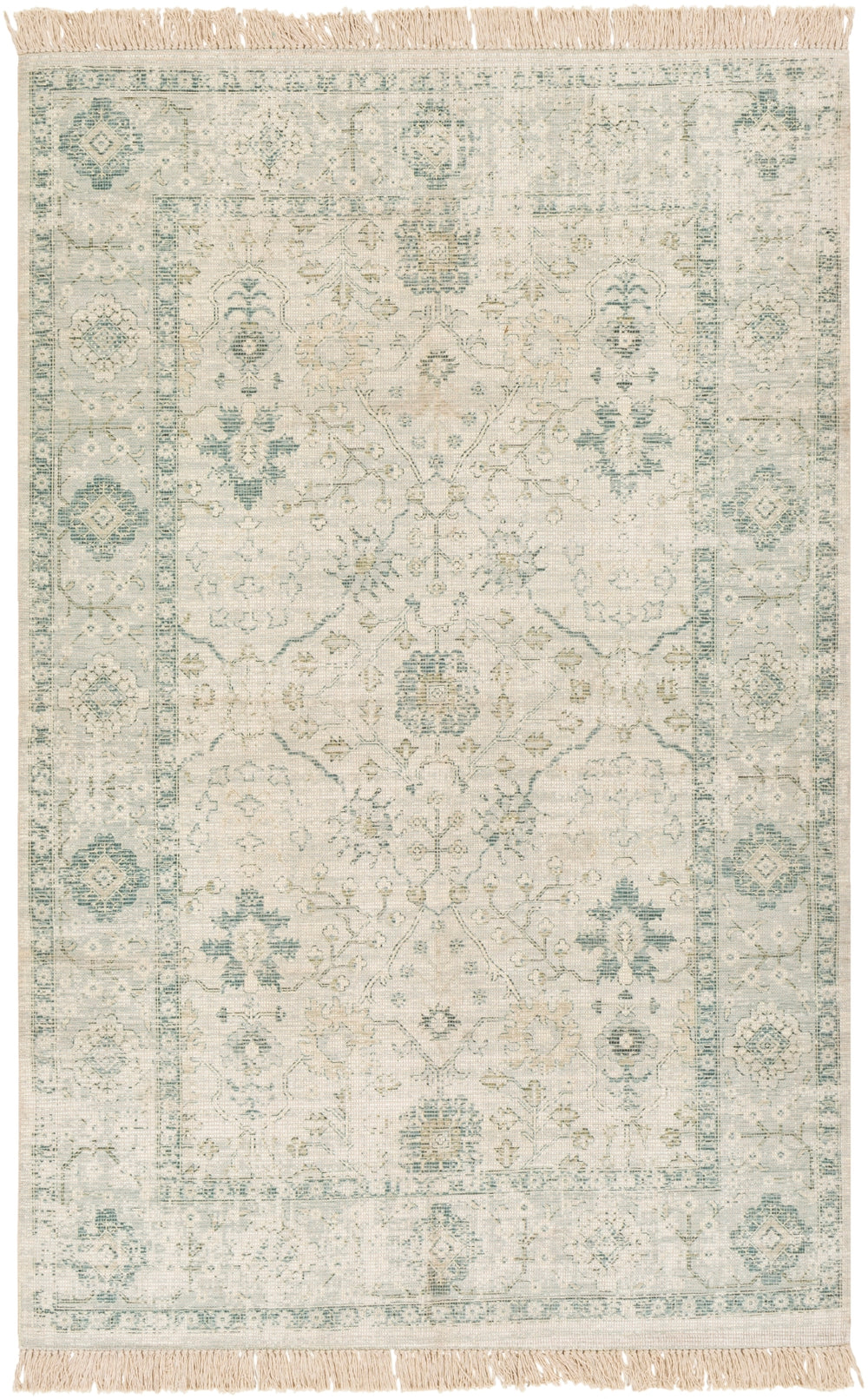 Zainab ZAI-2308 Traditional Cotton, Polyester Rug ZAI2308-81012 Sage, Dark Green, Lime, White 70% Cotton, 30% Polyester 8'10" x 12'