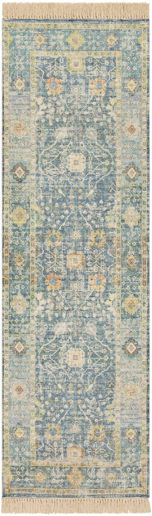 Zainab ZAI-2309 Traditional Cotton, Polyester Rug ZAI2309-268 Navy, Lime, Aqua, Sky Blue, Burnt Orange, Bright Orange, White 70% Cotton, 30% Polyester 2'6" x 8'
