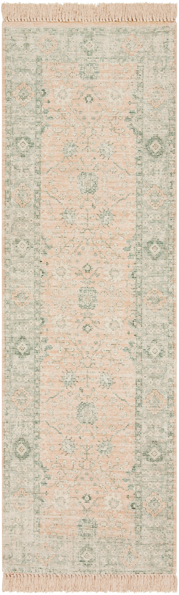 Zainab ZAI-2310 Traditional Cotton, Polyester Rug ZAI2310-69 Camel, Cream, Sage, Dark Green, Lime, White 70% Cotton, 30% Polyester 6' x 9'