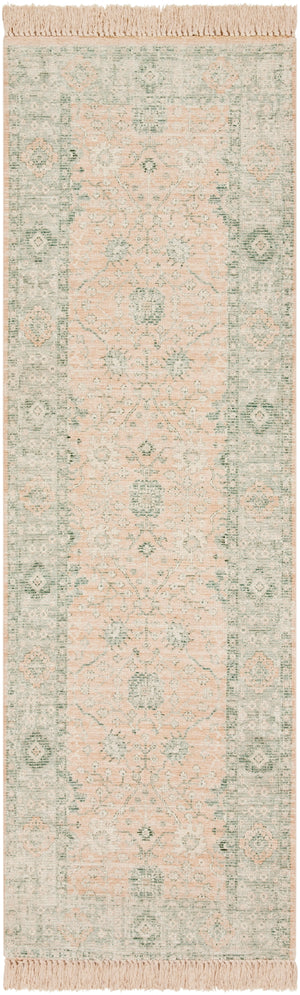 Zainab ZAI-2310 Traditional Cotton, Polyester Rug ZAI2310-268 Camel, Cream, Sage, Dark Green, Lime, White 70% Cotton, 30% Polyester 2'6" x 8'