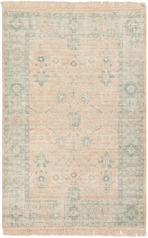 Zainab ZAI-2310 Traditional Cotton, Polyester Rug ZAI2310-69 Camel, Cream, Sage, Dark Green, Lime, White 70% Cotton, 30% Polyester 6' x 9'