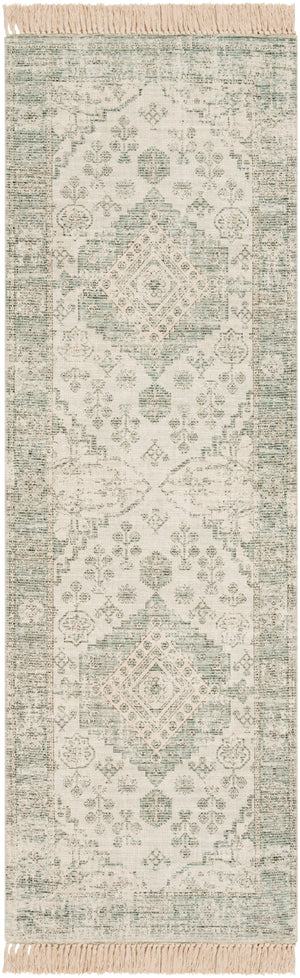 Zainab ZAI-2311 Traditional Cotton, Polyester Rug ZAI2311-268 Sage, Dark Green, Lime, White 70% Cotton, 30% Polyester 2'6" x 8'