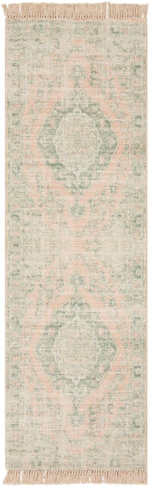 Zainab ZAI-2313 Traditional Cotton, Polyester Rug ZAI2313-268 Sage, Dark Green, Lime, Camel, Khaki, White 70% Cotton, 30% Polyester 2'6" x 8'