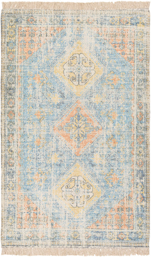 Zainab ZAI-2315 Traditional Cotton, Polyester Rug ZAI2315-81012 Sky Blue, Burnt Orange, Lime, Navy, Dark Green, White 70% Cotton, 30% Polyester 8'10" x 12'
