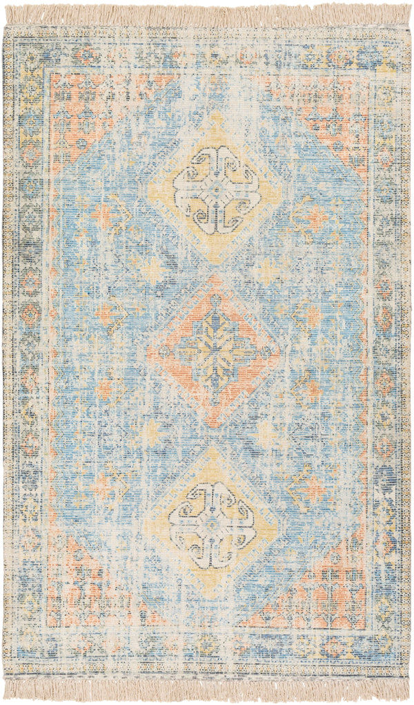 Zainab ZAI-2315 Traditional Cotton, Polyester Rug ZAI2315-81012 Sky Blue, Burnt Orange, Lime, Navy, Dark Green, White 70% Cotton, 30% Polyester 8'10" x 12'