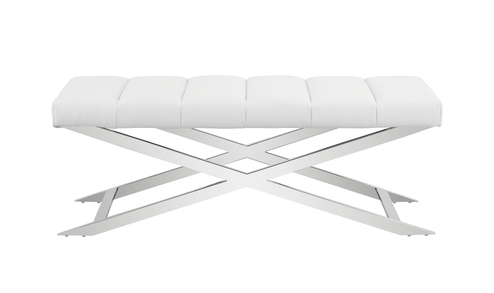 VIG Furniture Modrest Xane - Contemporary White Vegan Leather Bench VGGAGA-8648BE-WHT-BENCH