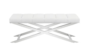 VIG Furniture Modrest Xane - Contemporary White Vegan Leather Bench VGGAGA-8648BE-WHT-BENCH