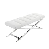 VIG Furniture Modrest Xane - Contemporary White Vegan Leather Bench VGGAGA-8648BE-WHT-BENCH