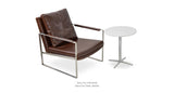 Zara Set: Zara Arm Chair Tan S.Steel and One Diana End Table Marble