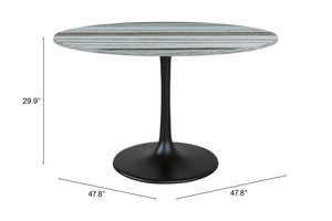 Zuo Modern Central Marble, MDF, Iron, Aluminum Modern Commercial Grade Dining Table Gray, Black Marble, MDF, Iron, Aluminum