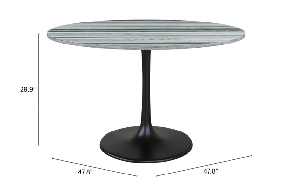 Zuo Modern Central Marble, MDF, Iron, Aluminum Modern Commercial Grade Dining Table Gray, Black Marble, MDF, Iron, Aluminum