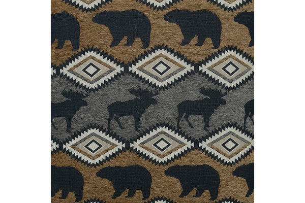 Porter Designs Hunter Wildlife Pattern Reversible to Leather-Look Transitional Chair Gray 01-33C-03-8022