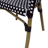 Cecil Outdoor French Bistro Chairs, Black, White, and Wood Print Noble House