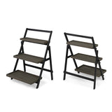 Meridien Outdoor Acacia Wood Plant Stand - Set of 2